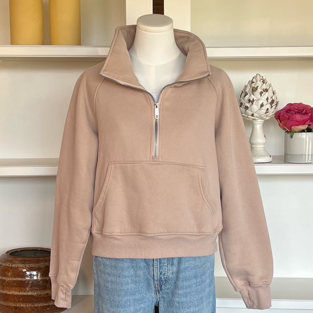 Womens M Athleisure Sweatshirt Half Zip Cropped Pullover Fleece Quarter Zipper